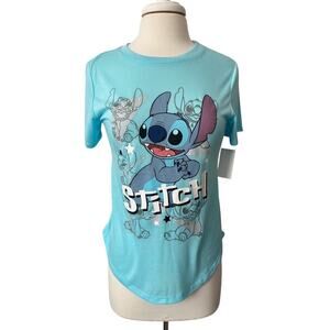 Disney NWT Juniors M Lilo & Stitch Casual Lounge Soft T-Shirt‎ Ohana Nostalgia